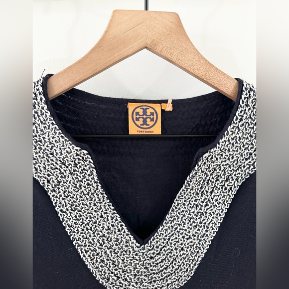 Tory Burch Embellished Wool Sweater Tunic Navy Size Small - Picture 2 of 5